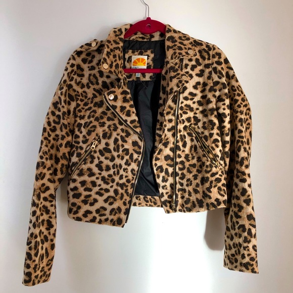 C&C California Jackets & Blazers - Soft leopard print moto jacket